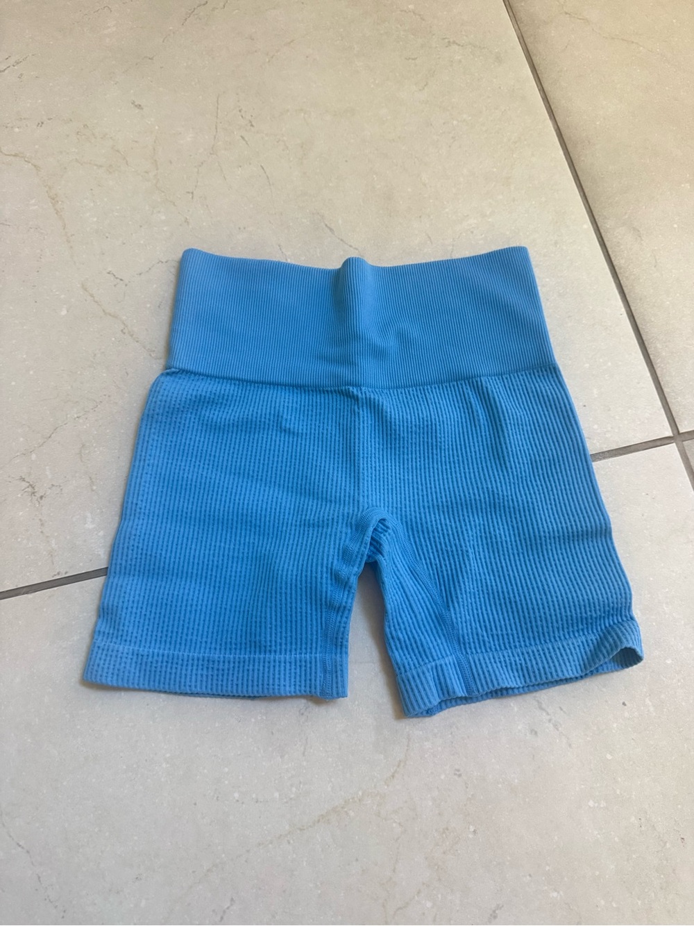 Kids Blue Ribbed Bike Shorts